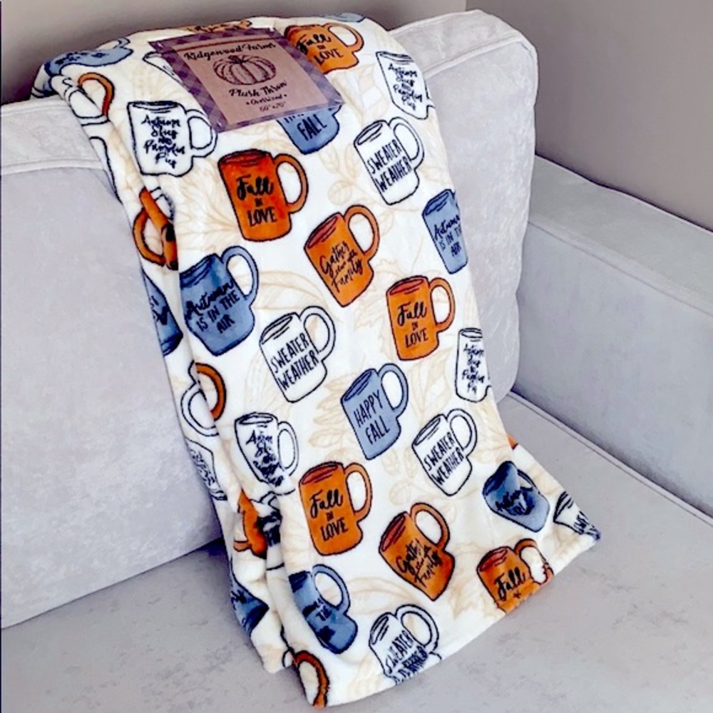 ☕️ RAE DUNN MUGS INSPIRED FALL OVERSIZED MODERN FARMHOUSE THROW BLANKET